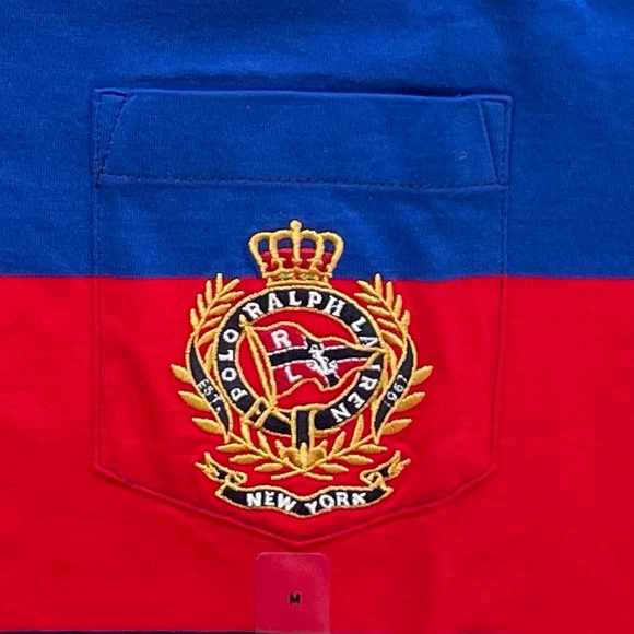 POLO Ralph Lauren Multi Colored Short Sleeve Crew Neck Pocket T! M - Picture 2 of 7